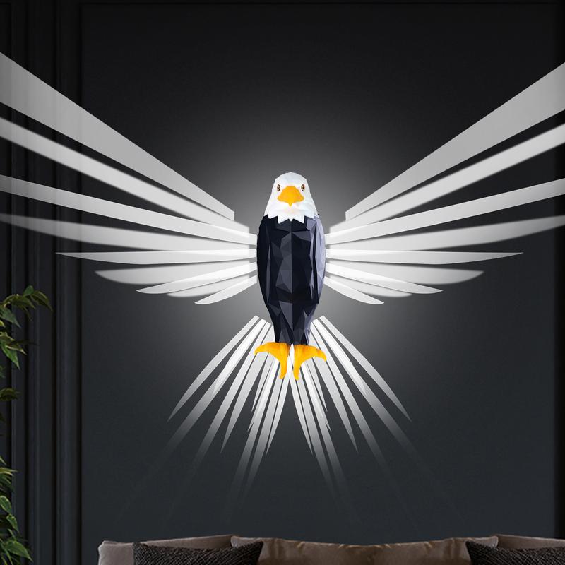 Home Supplies- Home Decor-Magnetic Wall Mounted Eagle Night Light with Remote Control, Battery Operated and Removable Charging, Perfect for Bedroom, Living Room, and Hallway